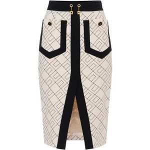 Elisabetta Franchi, Dames, Rokken, Wit, Maat: S Leer,