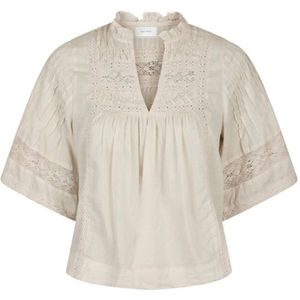 Neo Noir, Dames, Blouses & Shirts, Beige, Maat: M Voile,