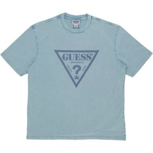 Guess, Heren, Tops, Blauw, Maat: M Katoen,