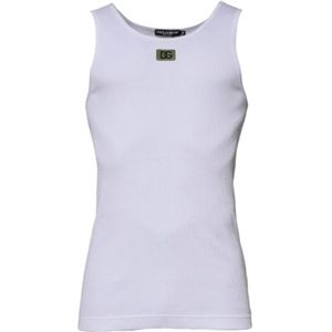 Dolce & Gabbana - Witte Geribbelde Tanktop - Heren - Mouwloos - Katoen