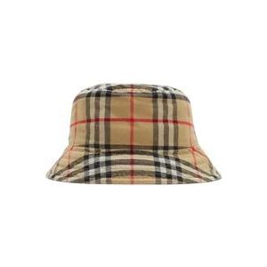 Burberry Vintage Check Katoenen Bucket Hat , Beige , Heren , Maat: L