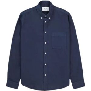 Nn07, Heren, Overhemden, Blauw, Maat: L Katoen,