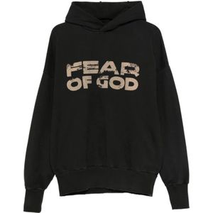 Fear Of God, Heren, Sweatshirts & Hoodies, Zwart, Maat: L Tweed,