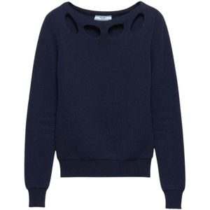 Prada, Dames, Truien, Blauw, Maat: M Kasjmier,