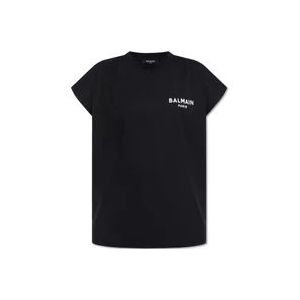 Balmain T-shirt met logo , Black , Dames , Maat: M