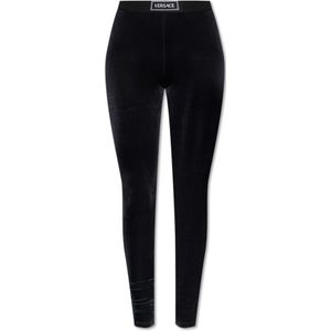 Versace, Dames, Broeken, Zwart, Maat: XS Velours,