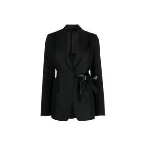 Lanvin Zwarte wollen jas met gestructureerde schouders , Black , Dames , Maat: M