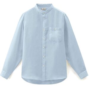 Woolrich, Heren, Overhemden, Blauw, Maat: 2XL Linnen,