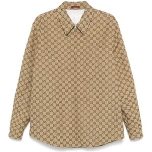 Gucci, Heren, Jassen, Bruin, Maat: M Zijde,