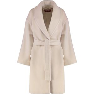Max Mara Studio, Dames, Mantels, Beige, Maat: XS Wol,