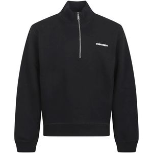 Dsquared2, Heren, Sweatshirts & Hoodies, Zwart, Maat: M Katoen,
