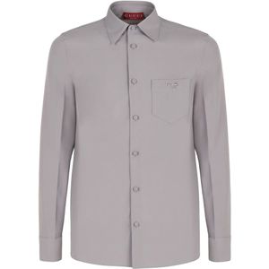 Gucci, Heren, Overhemden, Grijs, Maat: S Poliester,
