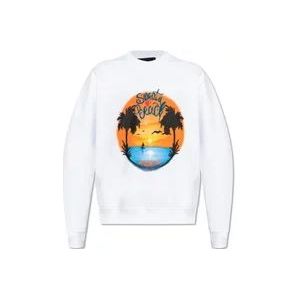 Dsquared2 Bedrukte sweatshirt , White , Heren , Maat: M