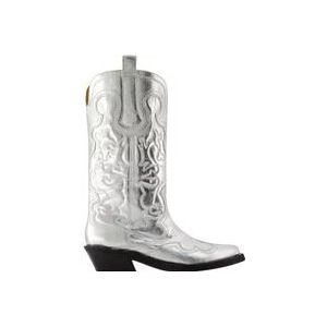 Ganni Leather boots , Gray , Dames , Maat: 39 EU