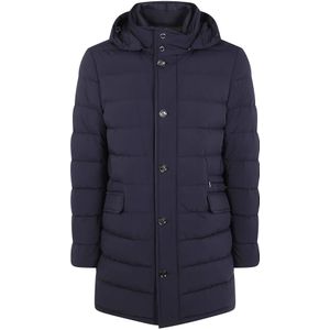 Moorer, Heren, Mantels, Blauw, Maat: 3XL Leer,