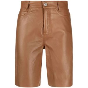 Frame, Dames, Korte broeken, Bruin, Maat: W24 Leer,
