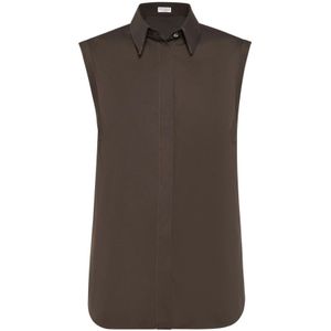 Brunello Cucinelli, Dames, Blouses & Shirts, Bruin, Maat: S Katoen,