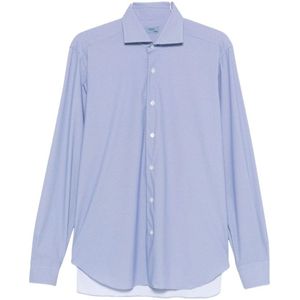 Barba, Heren, Overhemden, Blauw, Maat: 2XL Leer,