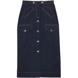 Ines de la Fressange Paris, Dames, Rokken, Blauw, Maat: 2XS Katoen,