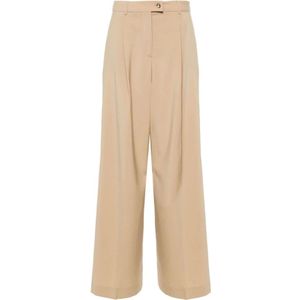 Sportmax, Dames, Broeken, Beige, Maat: S Katoen,