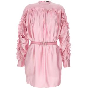 Jil Sander, Dames, Jurken, Roze, Maat: XS Leer,
