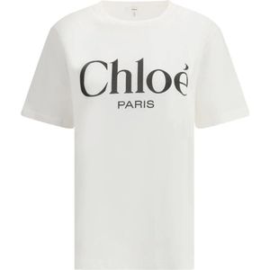 Chloé, Dames, Tops, Wit, Maat: S Katoen,