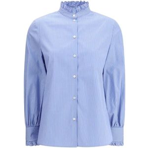 Valentino, Dames, Blouses & Shirts, Blauw, Maat: L Katoen,