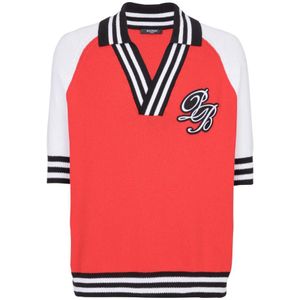 Balmain College Baseball PB Signature gebreide poloshirt , Red , Heren , Maat: 2XL