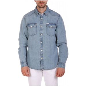 Guess, Heren, Overhemden, Blauw, Maat: M Denim,