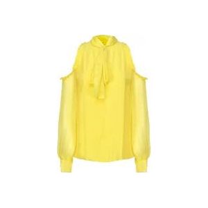 Pinko Gele Crêpe de Chine Shirt met Blote Schouders , Yellow , Dames , Maat: XS