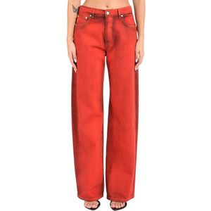 Msgm, Dames, Jeans, Rood, Maat: S Katoen,