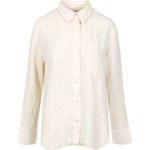 Roy Roger's, Dames, Blouses & Shirts, Beige, Maat: XS Linnen,