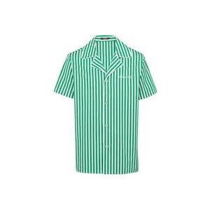 Balmain Kortemouw gestreepte katoenen pyjamashirt , Green , Heren , Maat: L