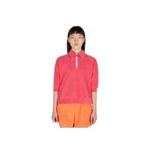 Moncler Katoenen Terry Polo Sweatshirt , Pink , Dames , Maat: XS