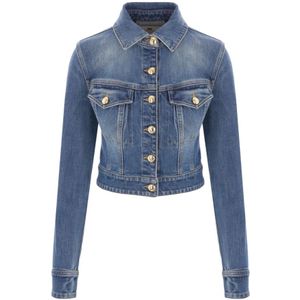 Elisabetta Franchi, Dames, Jassen, Blauw, Maat: L Denim,