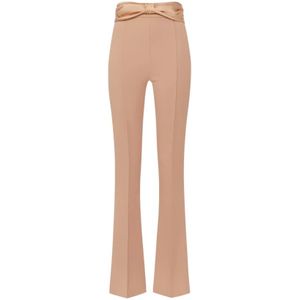 Elisabetta Franchi, Dames, Broeken, Beige, Maat: 2XL Satijn,
