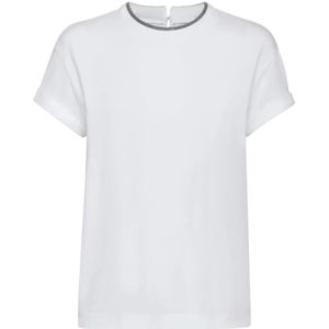 Brunello Cucinelli, Dames, Tops, Wit, Maat: L Katoen,