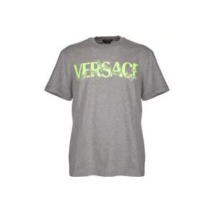 Versace Grijze Katoenen T-Shirt - Regular Fit , Gray , Heren , Maat: M