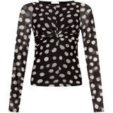 Longsleeve - Gestippeld - Jersey - Boothals - Gedrapeerd