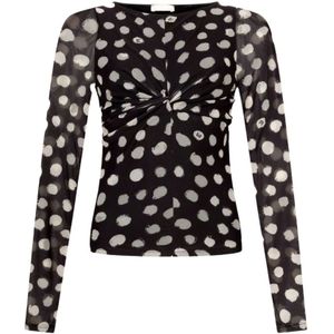 Longsleeve - Gestippeld - Jersey - Boothals - Gedrapeerd