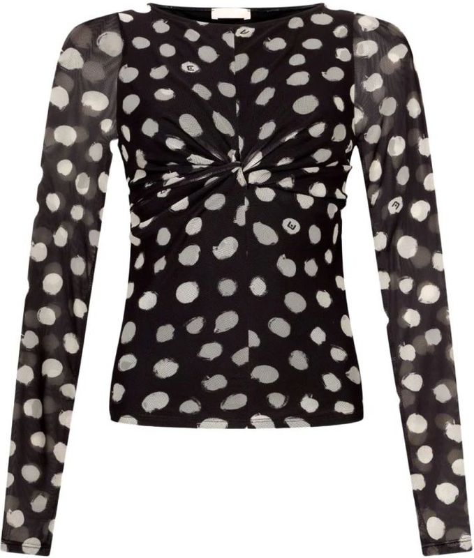 Longsleeve - Gestippeld - Jersey - Boothals - Gedrapeerd