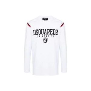 Dsquared2 Witte Varsity Fit Tee , White , Heren , Maat: L