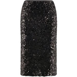 Pinko - Kokerrok - Zwart - Paillet Geborduurde Tule