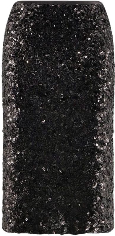 Pinko - Kokerrok - Zwart - Paillet Geborduurde Tule