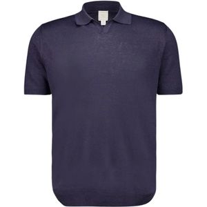 120% Lino, Heren, Tops, Blauw, Maat: M Linnen,