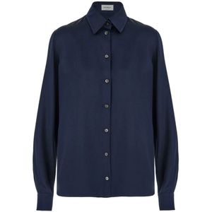 Ferragamo, Dames, Blouses & Shirts, Blauw, Maat: XS Satijn,