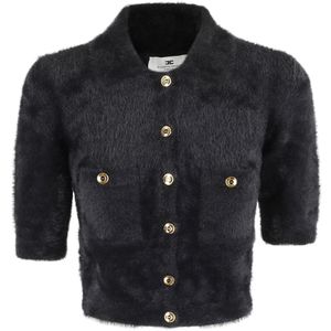 Elisabetta Franchi, Dames, Truien, Zwart, Maat: S