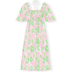 Ganni - Midi Smock Jurk - Roze - Polyester
