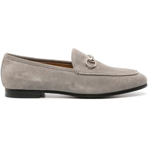 Gucci Donkergrijze Suède Loafers met Horsebit , Gray , Dames , Maat: 40 EU