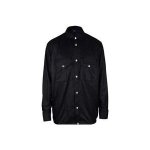 Balmain Oversized Zwart Nylon Shirt met Monogram Logo , Black , Heren , Maat: M